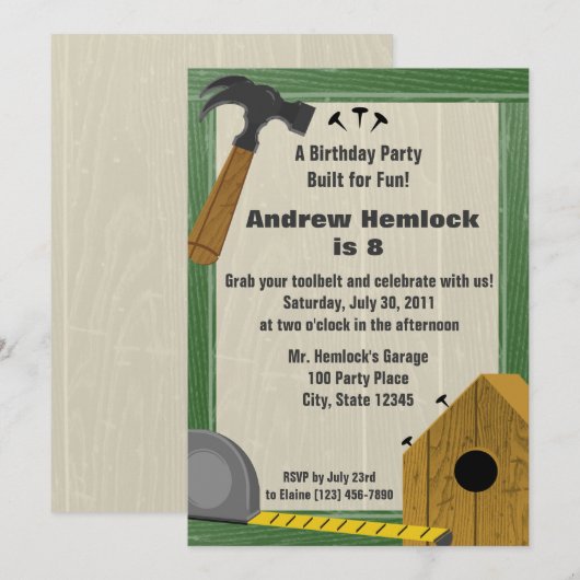 Hout Craft Building Fun Verjaardag Kaart (Voorkant / Achterkant)