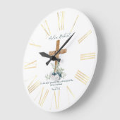 Hout Cross Wit & Blauw Bloemen Bijbel Verse Grote Klok (Hoek)