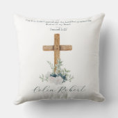 Hout Cross Wit & Blauw Bloemen Bijbel Verse Kussen (Achterkant)