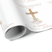 Hout Cross Wit & Blush Dop Bijbel Verse Cadeaupapier (Rol Hoek)