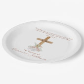 Hout Cross Wit & Blush Dop Bijbel Verse Papieren Bordje (Gekanteld)