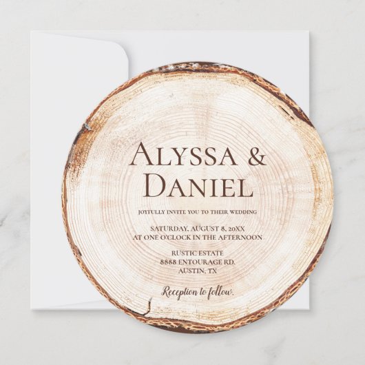 Hout Custom Foto QR code Unieke Rustieke Huwelijk Kaart (Voorkant)