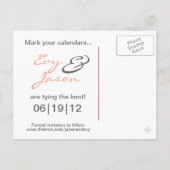  Hout - Custom Save the Date - Coral+Fushia Aankondigingskaart (Achterkant)