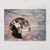 Hout - Custom Save the Date - Coral+Fushia Aankondigingskaart (Voorkant)