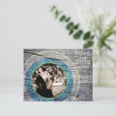  Hout - Custom Save the Date - Limoen + Blauwgroen Aankondigingskaart (Staand voorkant)