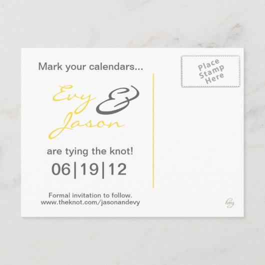  Hout - Custom Save the Date - Wit + Goud Aankondigingskaart (Achterkant)