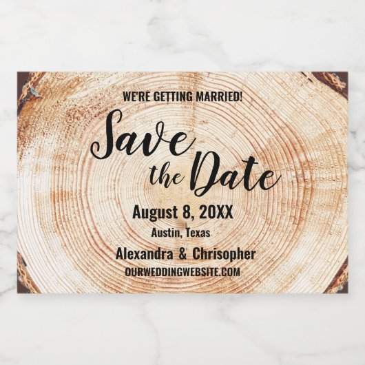 Hout Cut Custom Names Bruiloft Bewaar de datum Sparkling Wijnetiket (Enkel label)