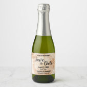 Hout Cut Custom Names Bruiloft Bewaar de datum Sparkling Wijnetiket (Voorkant)