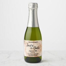 Hout Cut Custom Names Bruiloft Bewaar de datum Sparkling Wijnetiket