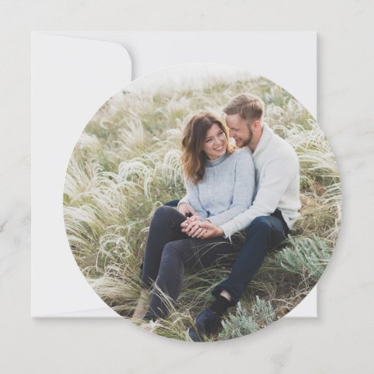 Hout Cut Slice Custom Photo Rustic Wedding Kaart (Achterkant)