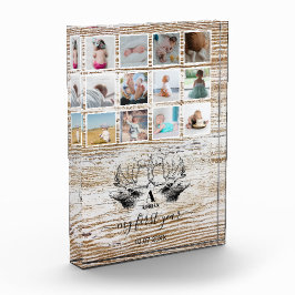 Hout Deer Baby's eerste jaar Foto Collage
