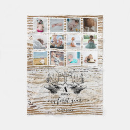 Hout Deer Baby's eerste jaar Foto Collage Fleece Deken