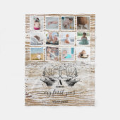Hout Deer Baby's eerste jaar Foto Collage Fleece Deken (Voorkant)