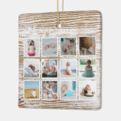 Hout Deer Baby's eerste jaar Foto Collage Keramisch Ornament (Links)