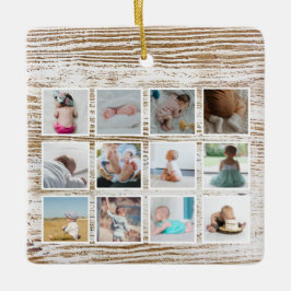 Hout Deer Baby's eerste jaar Foto Collage Keramisch Ornament