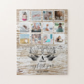 Hout Deer Baby's eerste jaar Foto Collage Legpuzzel (Verticaal)