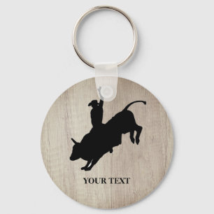 Hout Design Rodeo Cowboy Bull Riding Sleutelhanger
