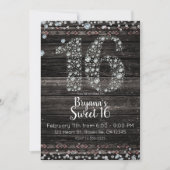 Hout Diamond Bling 16 Zestien Verjaardag Party Fot Kaart (Voorkant)