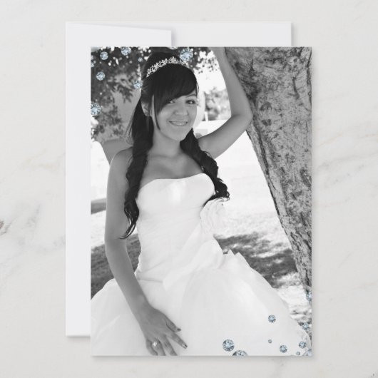 Hout Diamond Bling 16 Zestien Verjaardag Party Fot Kaart (Achterkant)