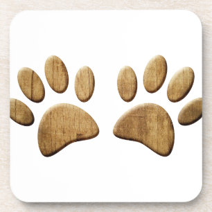 Hout Dog Paw Print Bier Onderzetter