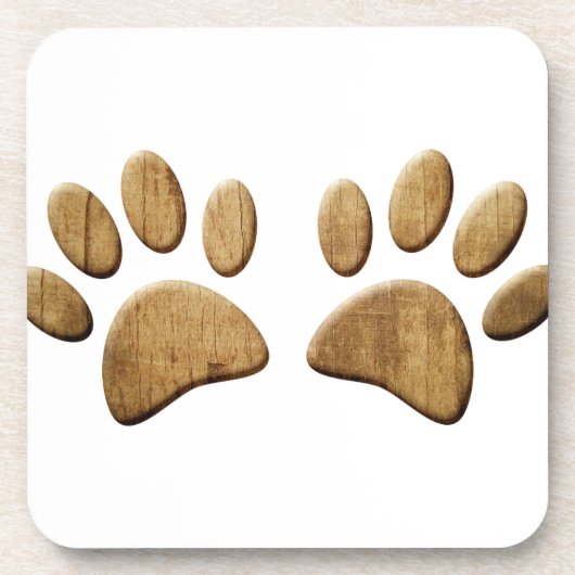 Hout Dog Paw Print Bier Onderzetter (Voorkant)