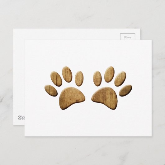 Hout Dog Paw Print Briefkaart (Voorkant / Achterkant)