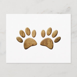 Hout Dog Paw Print Briefkaart