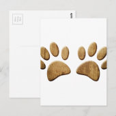Hout Dog Paw Print Briefkaart (Voorkant / Achterkant)