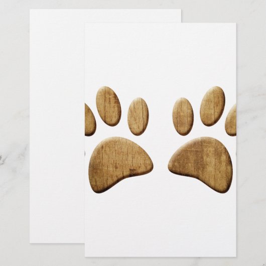 Hout Dog Paw Print Briefpapier (Voorkant / Achterkant)