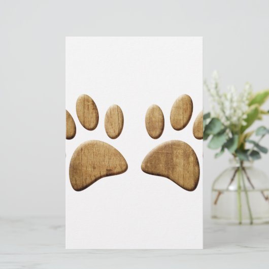 Hout Dog Paw Print Briefpapier (Staand voorkant)