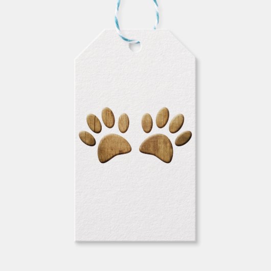 Hout Dog Paw Print Cadeaulabel (Voorkant)