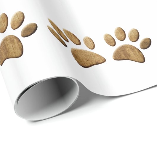 Hout Dog Paw Print Cadeaupapier (Rol Hoek)