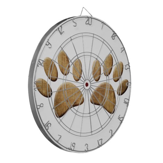 Hout Dog Paw Print Dartbord (Voorkant Links)