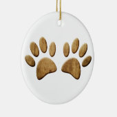 Hout Dog Paw Print Keramisch Ornament (Rechts)