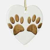 Hout Dog Paw Print Keramisch Ornament (Rechts)