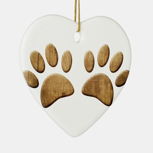 Hout Dog Paw Print Keramisch Ornament (Rechts)