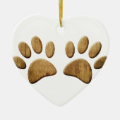 Hout Dog Paw Print Keramisch Ornament (Voorkant)