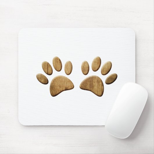 Hout Dog Paw Print Muismat (Met muis)