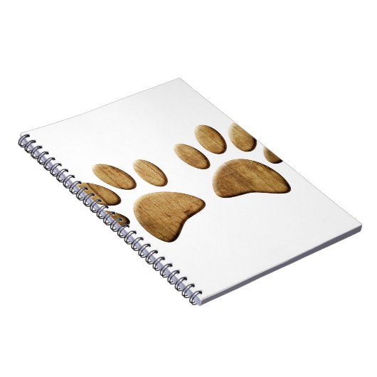 Hout Dog Paw Print Notitieboek (Rechterzijde)