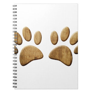 Hout Dog Paw Print Notitieboek