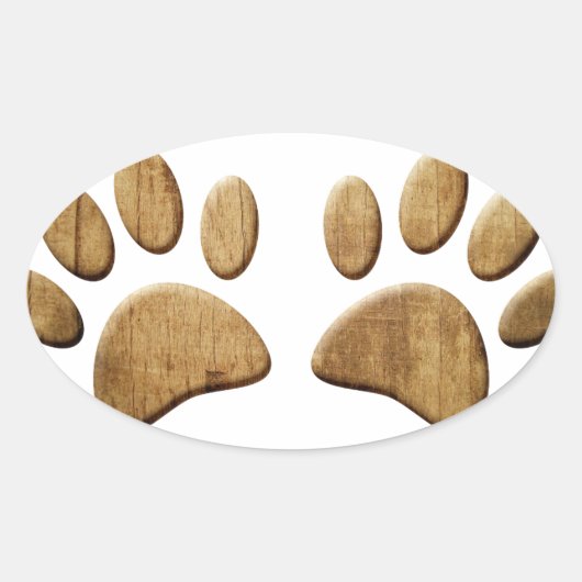 Hout Dog Paw Print Ovale Sticker (Voorkant)