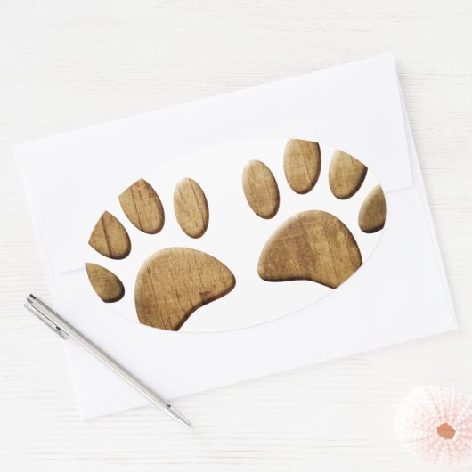 Hout Dog Paw Print Ovale Sticker (Envelop)