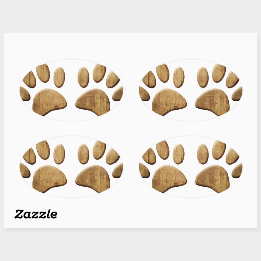 Hout Dog Paw Print Ovale Sticker (Vel)