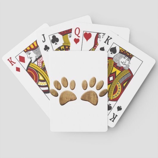 Hout Dog Paw Print Pokerkaarten (Achterkant)