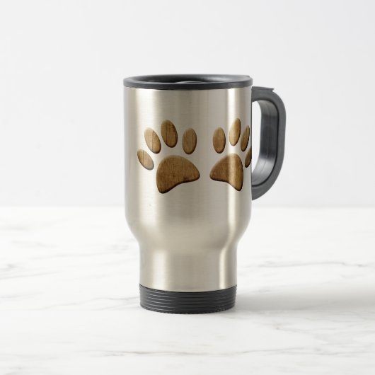 Hout Dog Paw Print Reisbeker (Voorkant rechts)