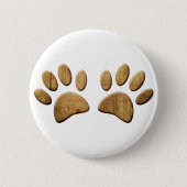 Hout Dog Paw Print Ronde Button 5,7 Cm (Voorkant)