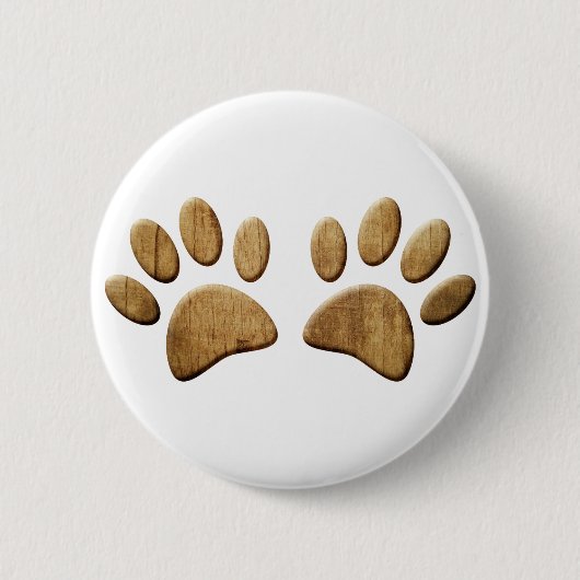 Hout Dog Paw Print Ronde Button 5,7 Cm (Voorkant)