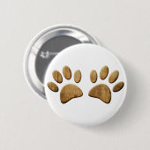 Hout Dog Paw Print Ronde Button 5,7 Cm (Voorkant /achterkant)