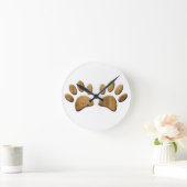Hout Dog Paw Print Ronde Klok (Huis)