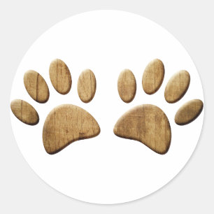 Hout Dog Paw Print Ronde Sticker